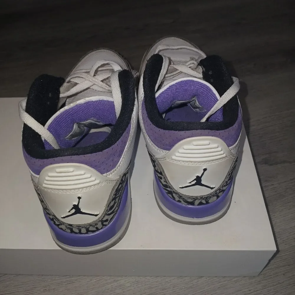 Nike JORDAN 3 Retro Dark Iris PS Sneakers DM0966-105 White 3Y Big Boys Girls